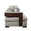 Wooden Sofa with 4 Accent Pillows and Wide Block Legs Beige BM221414