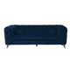 Chesterfield Design Fabric Sofa with Track Arms and Angled Metal Legs Blue