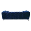 Chesterfield Design Fabric Sofa with Track Arms and Angled Metal Legs Blue