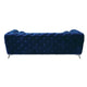 Chesterfield Design Fabric Sofa with Track Arms and Angled Metal Legs Blue