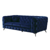 Chesterfield Design Fabric Sofa with Track Arms and Angled Metal Legs, Blue