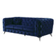 Chesterfield Design Fabric Sofa with Track Arms and Angled Metal Legs, Blue