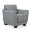 Leather Upholstered Chair with Tapered Block Feet and Flared Arms, Gray