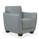 Leather Upholstered Chair with Tapered Block Feet and Flared Arms, Gray