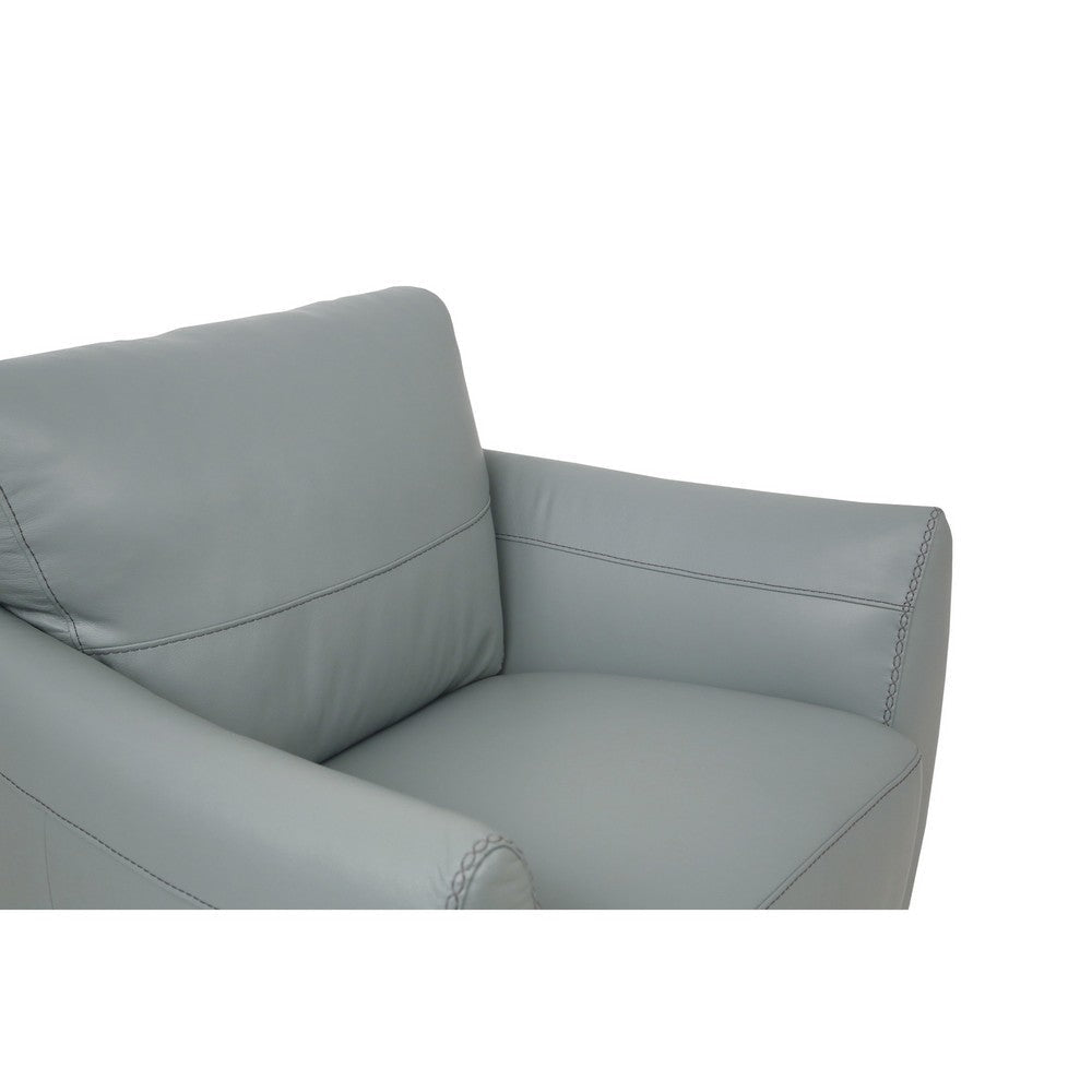 Leather Upholstered Chair with Tapered Block Feet and Flared Arms Gray BM221425