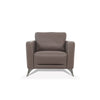 Leather Upholstered Chair with Track Arms and Angled Metal Feet Brown BM221428