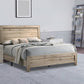 Panel Design Eastern King Bed with Wood Grain Details, Brown By Casagear Home