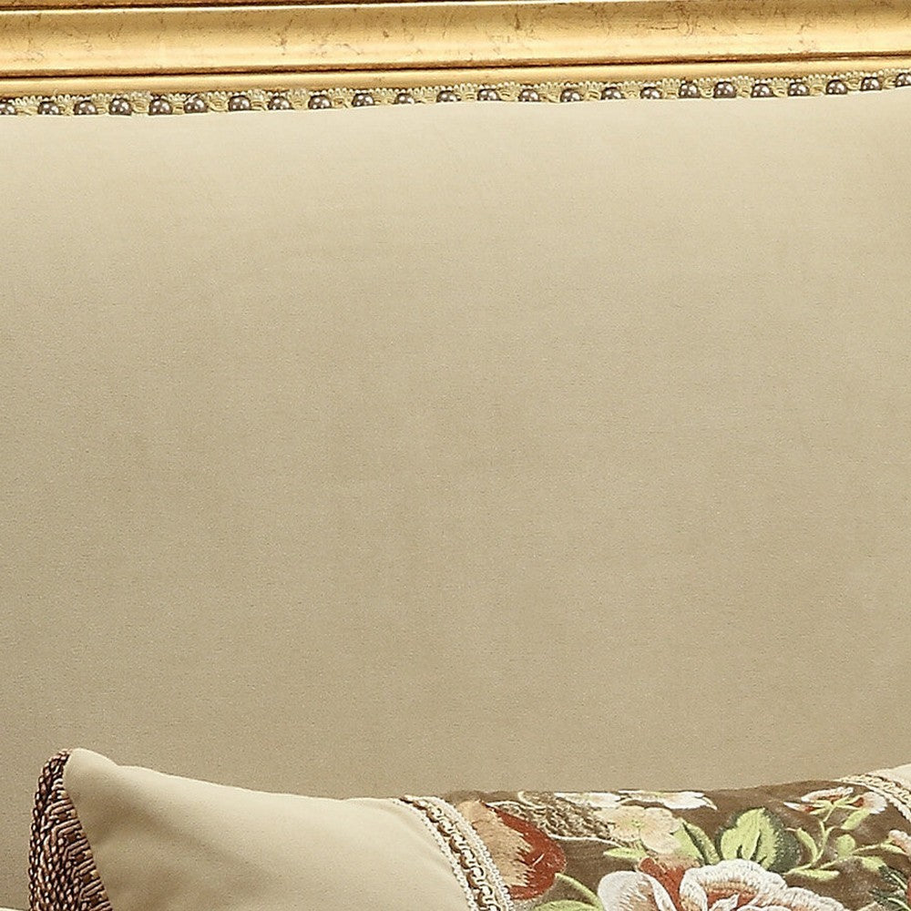 Wooden Chair with Fabric Padded Seat and Backrest Gold BM221475