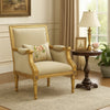 Wooden Chair with Fabric Padded Seat and Backrest, Gold
