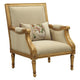 Wooden Chair with Fabric Padded Seat and Backrest, Gold