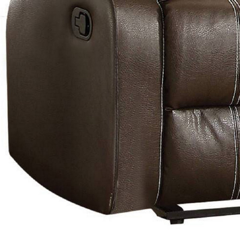 Leatherette Upholstered Recliner Loveseat with Split Tufted Backrest Brown By Casagear Home BM221481