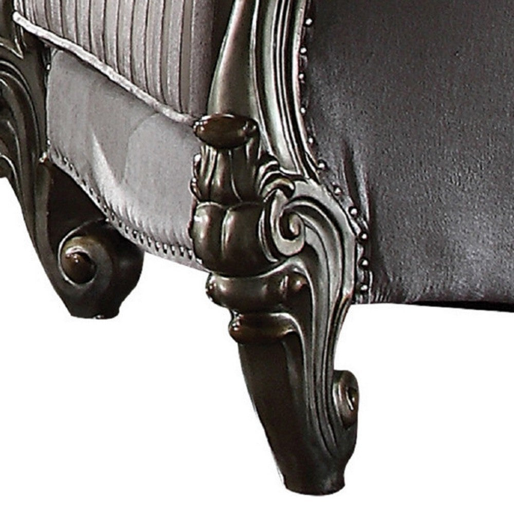 Traditional Fabric Upholstered Wooden Chair with Tufted Details Gray BM221489