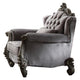 Traditional Fabric Upholstered Wooden Chair with Tufted Details, Gray