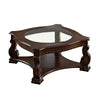 Wood & Glass Coffee Table | Rivet Accents | Brown