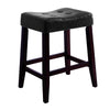 Wooden Stools with Saddle Seat and Button Tufts, Set of 2, Black and Brown