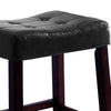 Wooden Stools with Saddle Seat and Button Tufts, Set of 2, Black and Brown
