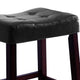 Wooden Stools with Saddle Seat and Button Tufts, Set of 2, Black and Brown