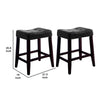 Wooden Stools with Saddle Seat and Button Tufts, Set of 2, Black and Brown