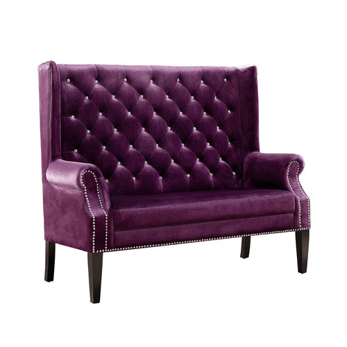 Fabric Loveseat | Button Tufted Tall Backrest | Purple