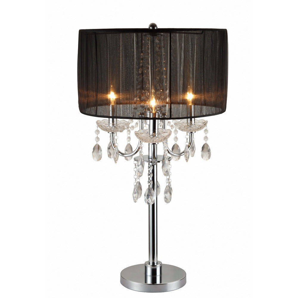 Metal Chandelier Table Lamp | Crystal Accent | Set of 2 | Black & Chrome BM221626