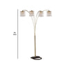Metal Arc Floor Lamp | 4 Hanging Crystal Lights | Black & Gold
