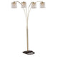 Metal Arc Floor Lamp | 4 Hanging Crystal Lights | Black & Gold