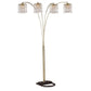 Metal Arc Floor Lamp with 4 Hanging Crystal Lights, Black and Gold By Casagear Home