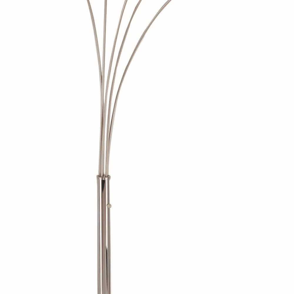 Contemporary Arched Metal Floor Corded Lamp with 5 Lights Black and Silver By Casagear Home BM221637