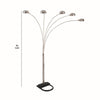 Contemporary Arched Metal Floor Corded Lamp with 5 Lights Black and Silver By Casagear Home BM221637