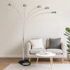 Contemporary Arched Metal Floor Lamp | 5 Lights | Black & Silver