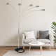 Contemporary Arched Metal Floor Lamp | 5 Lights | Black & Silver
