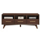 3 Drawer Transitional TV Console with 3 Open Compartments, Walnut Brown