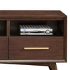 3 Drawer Transitional TV Console with 3 Open Compartments, Walnut Brown