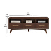 3 Drawer Transitional TV Console with 3 Open Compartments, Walnut Brown