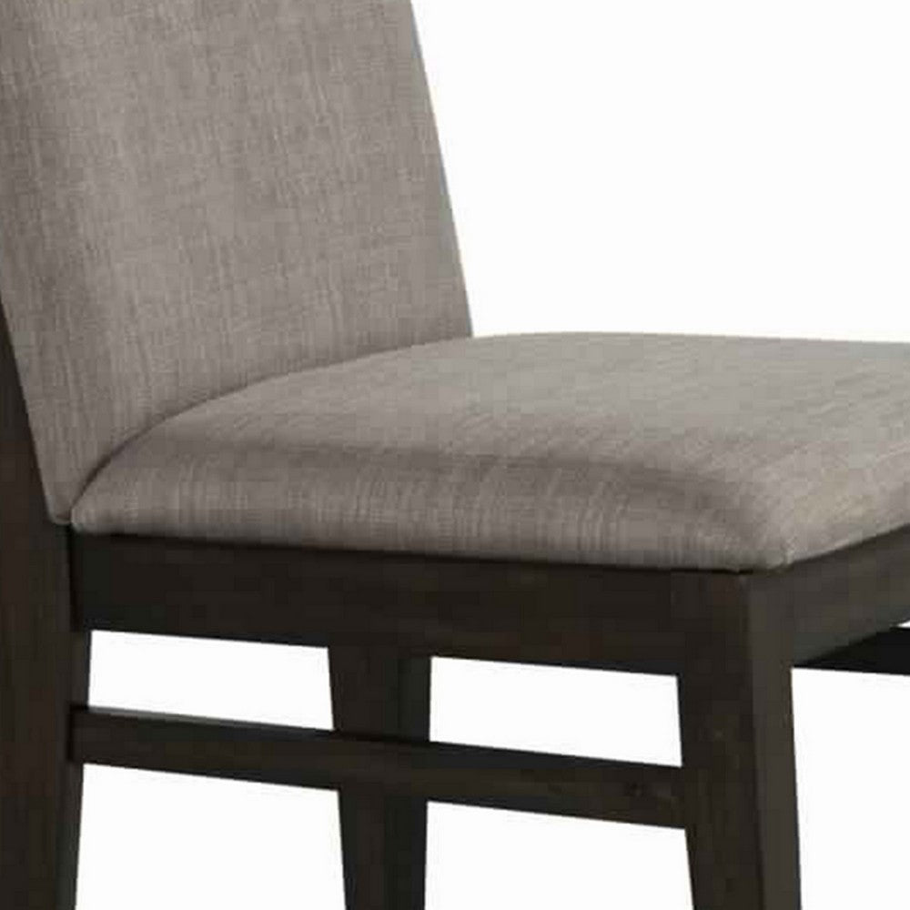 Fabric Upholstered Side Chair with Tapered Legs, Set of 2, Gray and Brown