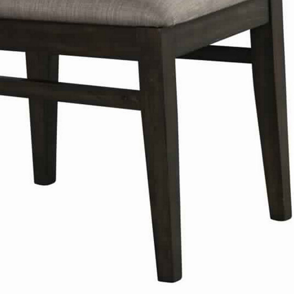 Fabric Upholstered Side Chair with Tapered Legs, Set of 2, Gray and Brown