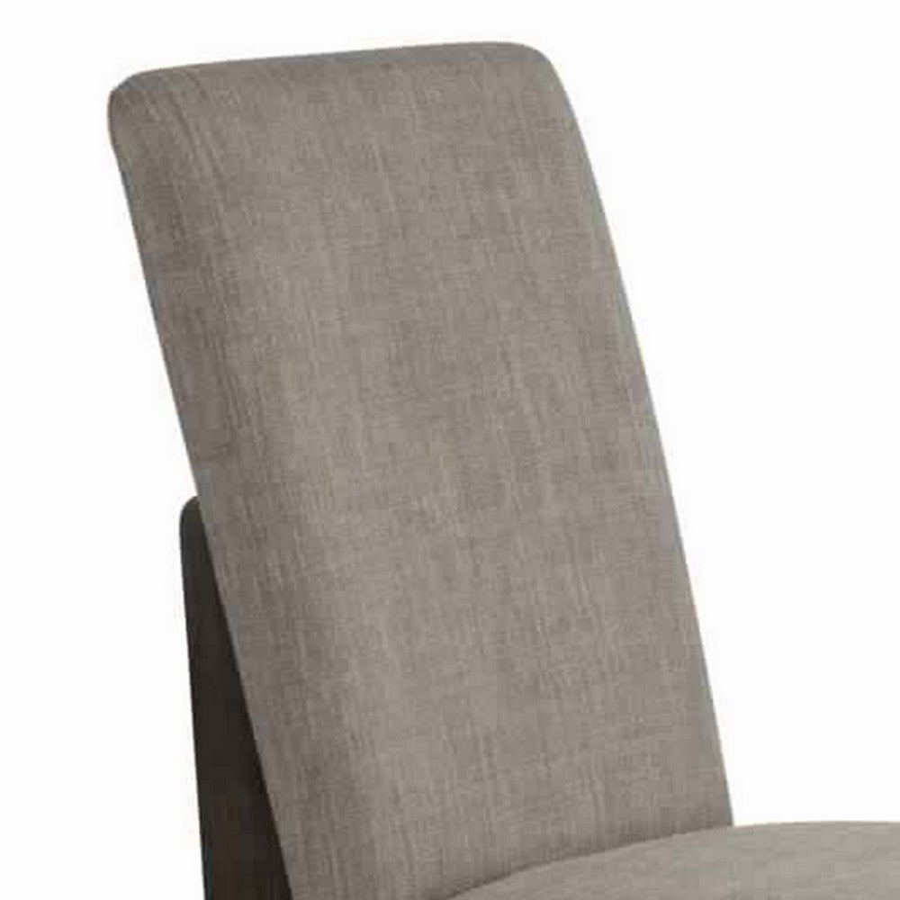 Fabric Upholstered Side Chair with Tapered Legs, Set of 2, Gray and Brown