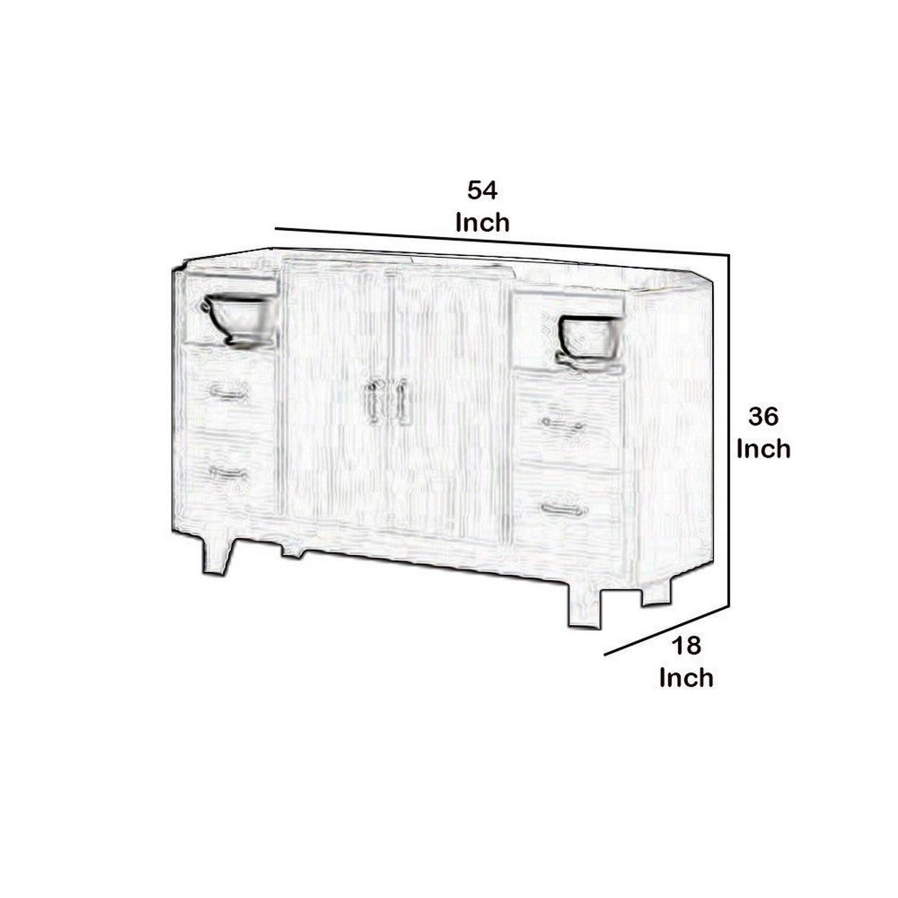 5 Drawer Transitional Wooden Server with 2 Door Compartment, Brown