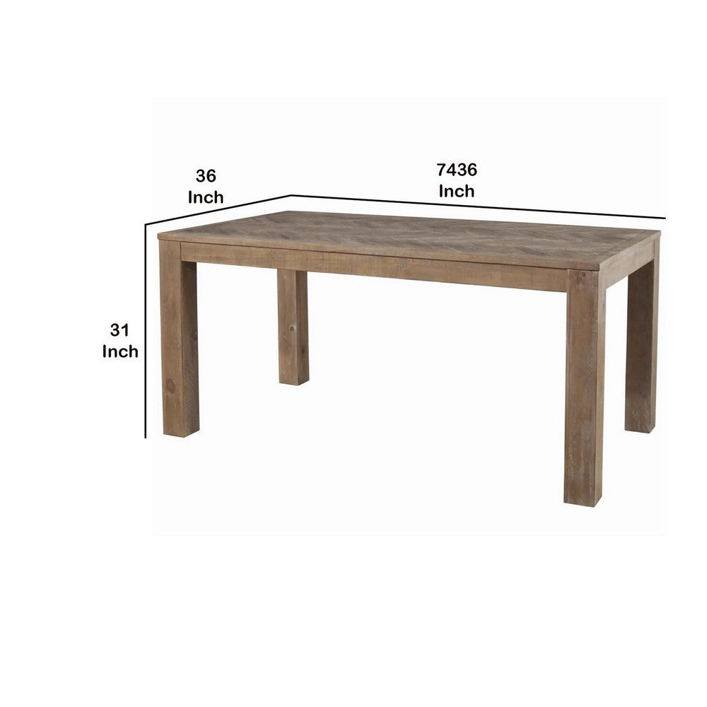 Rectangular Wood Dining Table | Block Legs | Weathered Brown