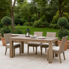 Rectangular Wood Dining Table | Block Legs | Weathered Brown