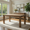 Rectangular Wood Dining Table | Block Legs | Weathered Brown