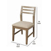 Fabric Upholstered Side Chair with Slatted Back, Set of 2, Beige and Brown