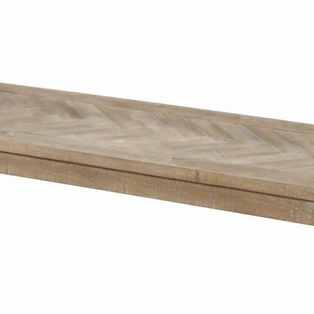 Rectangular Wooden Dining Bench with Block Legs, Weathered Brown
