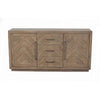 3 Drawer Herringbone Front Wooden Server with 2 Doors, Brown