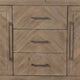3 Drawer Herringbone Front Wooden Server with 2 Doors, Brown