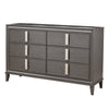6 Drawer Transitional Style Wood Dresser with Metal Pulls, Gray