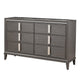 6 Drawer Transitional Style Wood Dresser with Metal Pulls, Gray