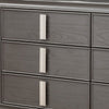 6 Drawer Transitional Style Wood Dresser with Metal Pulls, Gray