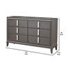 6 Drawer Transitional Style Wood Dresser with Metal Pulls, Gray