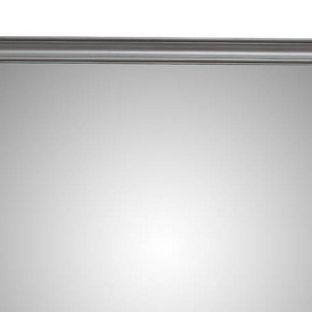 Transitional Style Rectangular Molded Mirror with Wooden Frame, Gray